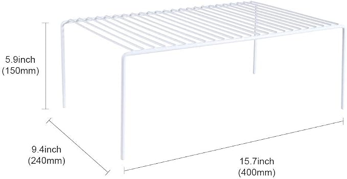 Redrubbit Large (15.7 x 9.4 Inch) Cabinet Storage Shelf Rack, Set of 6, Rustproof, Minimalist, White, Metal Steel, 6 Shelves, Kitchen, Bathroom, Bedroom, Freestanding, No Assembly Required