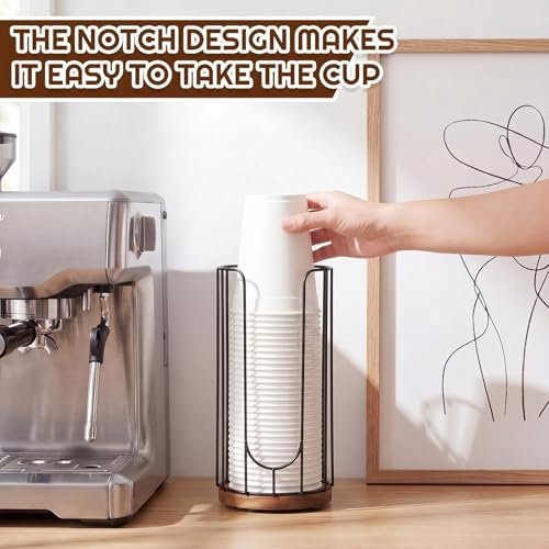 Geelin 18oz Adjustable Coffee Cup Dispenser with Wooden Base
