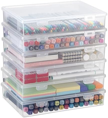 BTSKY Clear Plastic Storage Box with Flap Lid, Multipurpose Craft Organizers and Storage Box Art Supply Storage Organize