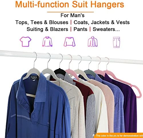 50+10 Pack Non-Slip Velvet Hangers Suit Clothes Hanger Space Saving Hangers 15~20LBS Heavy Duty 17.5"