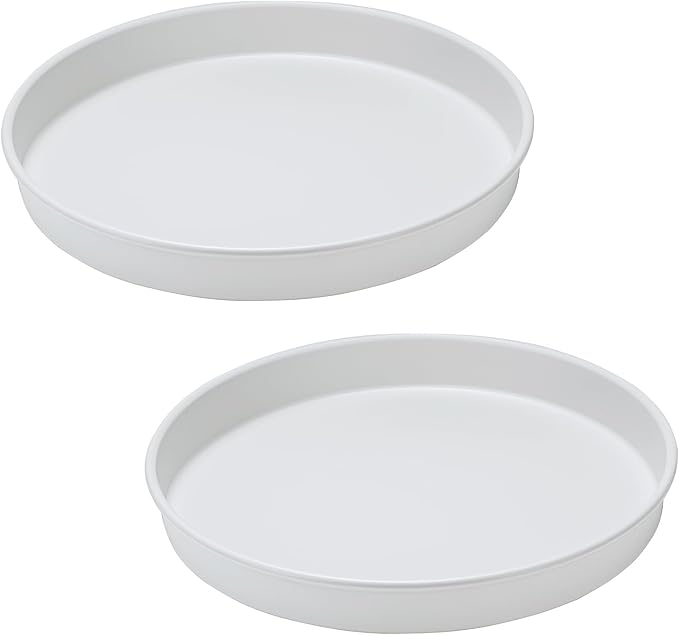 Amolliar Trays for Household Purposes, Lazy Susans, Turntable Organizer for Cabinet, Rotating Spice Rack for Fridge, Pantry Organizer and Storage, Kitchen Under Sink Organizer, Metal White 10" 2 Pack