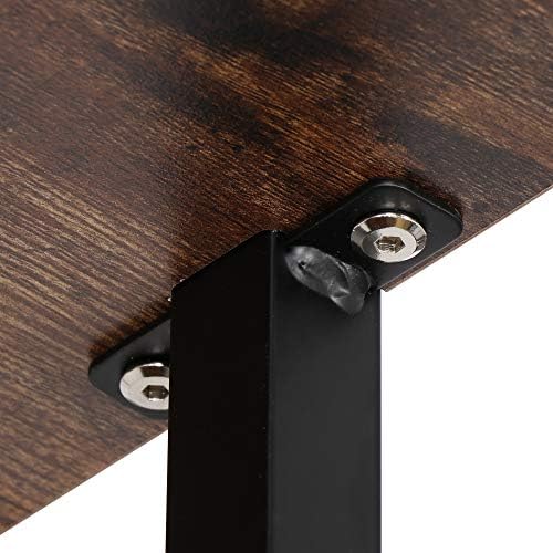 ZenStyle 5-Shelf Wood Ladder Bookcase, Industrial Wall Mount Ladder Bookshelf with Black Metal Frame, Vintage Brown/Blac