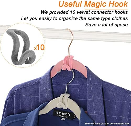 50+10 Pack Non-Slip Velvet Hangers Suit Clothes Hanger Space Saving Hangers 15-20LBS Heavy Duty Hangers 16.5inch,Gray