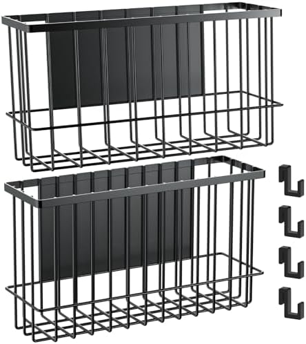NiHome Magnetic Basket Organizer, Dryer Ball Holder, 2 Pack, Black