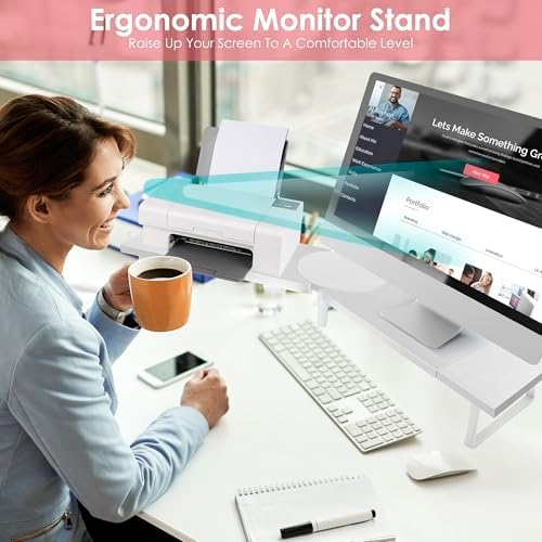 Across-Star Dual-Monitor Stand for Desk - Large Adjustable Length and Angle Riser for 2 Monitors, Double Computer Deskto