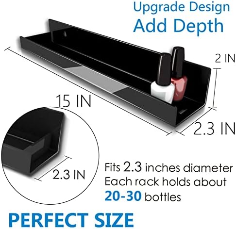 8 Pack 15 Inch Black Acrylic Floating Wall Shelves, Kids Bookshelf