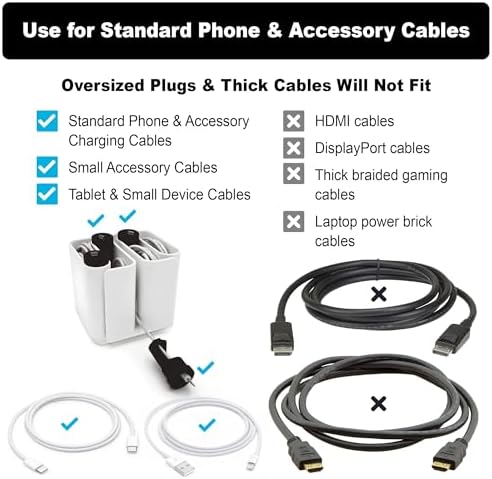 Cable Organizer with Multiple Compartments, Secure Cable Ends, Prevent Tangling, Tidy Workspace, Charging Solution, Desk