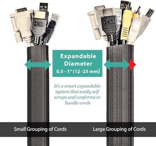 UT Wire UTW-FCW8-BK 8-Feet Expandable Flexi Cable Wrap, Black