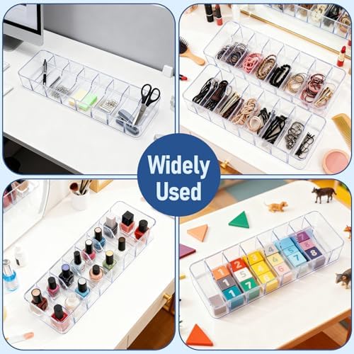 4 Pack Cable Organizer Box, Cord Storage Box, Clear, 8 Compartments