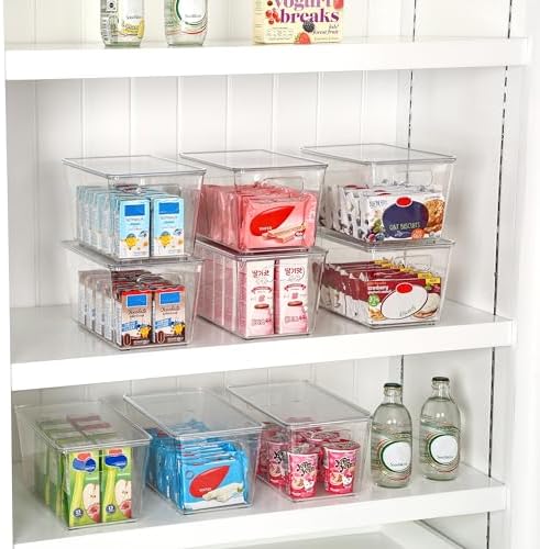 Vtopmart 12 Pack Clear Stackable Storage Bins with Lids and Handles, Medium