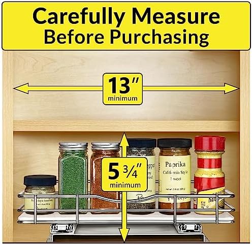 LYNK PROFESSIONAL® Pull Out Spice Organization for Cabinets - 12-3/8 inch Wide – Spice Rack for Inside Cabinets, Slide O