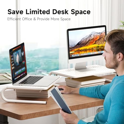 suptek Monitor Stand Riser for Computer,Laptop,Printer, Notebook and All Flat Screen Display with Vented Metal Platform 