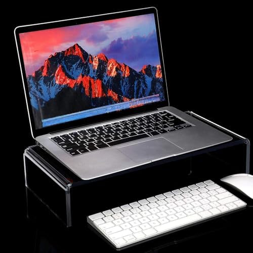 Jetec 2 Pcs Acrylic Monitor Stand Desktop Computer, Clear, 16 x 8 x 3 Inch