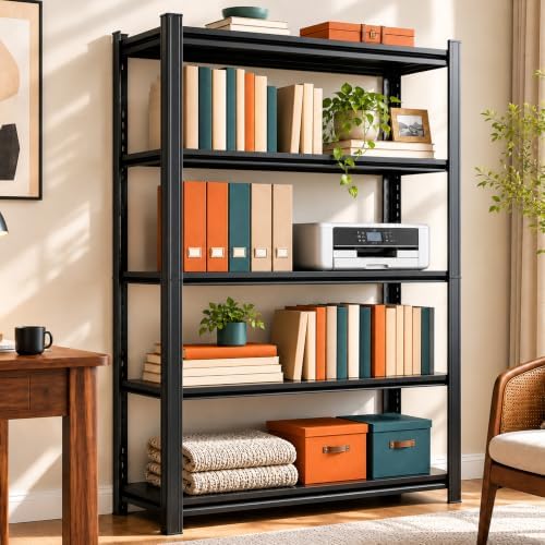 Metal Bookshelf Adjustable Bolt-Free Bookcase Heavy Duty Book Shelf 2000LBS