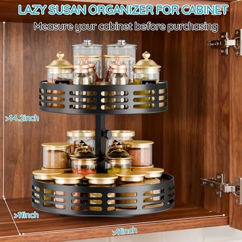 2 Tier Lazy Susan Organizer - 360° Rotating Spice Rack