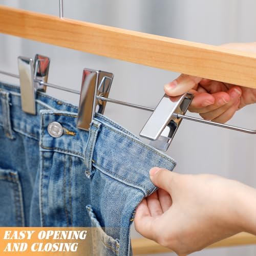 DoubleFill 4 Pcs Kilt Hanger 20 Inches Wooden Duty Skirt Hangers with 4 Clips for Closet (Wooden Color)