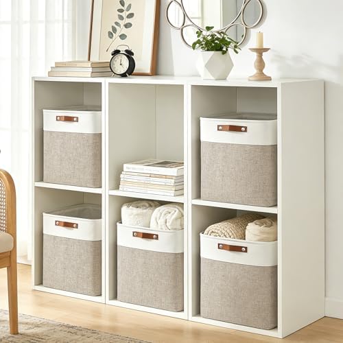 Bagnizer Large Fabric Storage Baskets | 50L Storage Bins, Decorative Linen Closet Baskets with Handles for Organizing, S