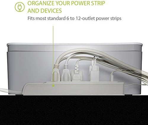UT Wire in-Box Extra Large Cable Organizing Management Box for Under Desk Surge Protector Concealer White