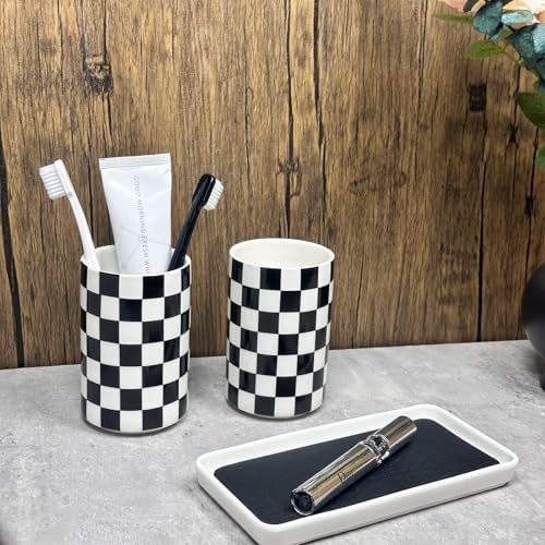 Toothbrush Holders for Bathrooms, Bathroom Toothbrush Holder set, Modern Cute Ceramic Toothbrush Cup with Tray for Count