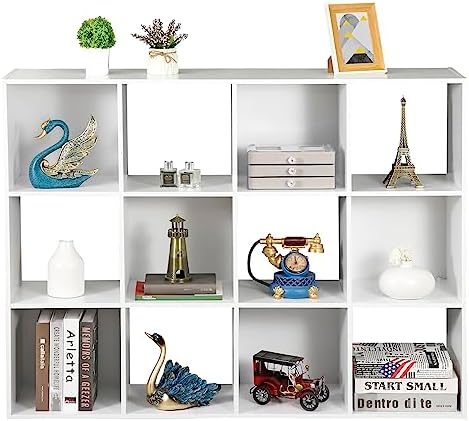 ZenStyle 12 Cube Storage Organizer, Freestanding Bookcase Bookshelf, Modern Multipurpose Display Cabinet for Living Room