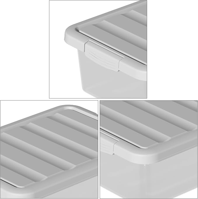 2-Pack Medium Storage Bins with Lids, 14 Quart Stackable See-Through Organizing Box, Nestable Containers with Secure Latches