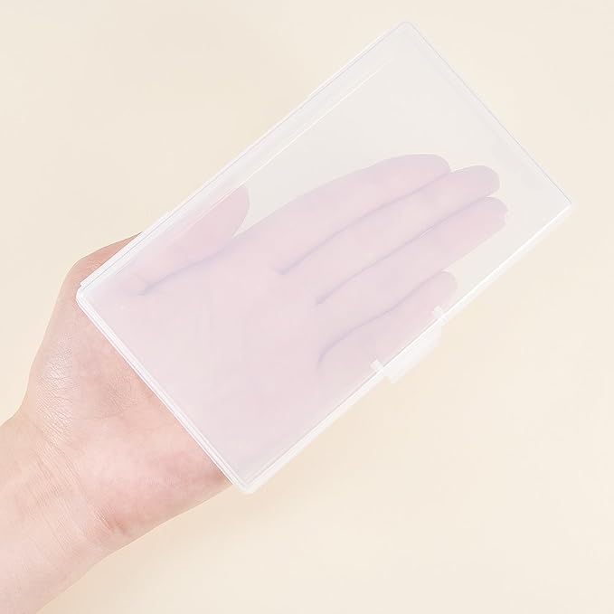 BENECREAT 6 Pack 5.2x3x1.18 Clear Plastic Box Clear Storage Case Collection Organizer Container with Hinged Lid for Organizing Small Parts Epoxy Resin Pendant Office Supplies