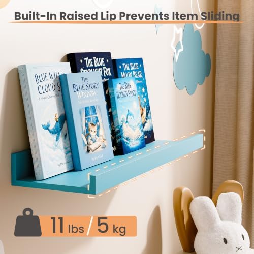 upsimples Floating Shelves for Wall Decor Storage, Multicolor, 6Pcs, 15.7''