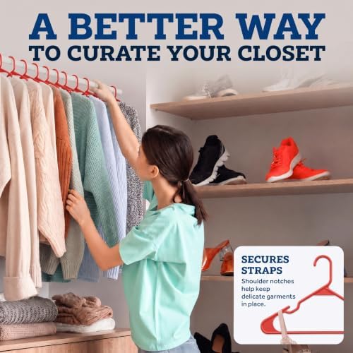 Zober Burgundy Plastic Hangers 50 Pack, Clothes Hangers Plastic