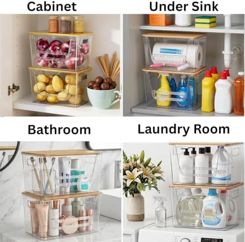 2 Set Pantry organizers and Storage,Trash Bag Holder Under sink Organizer for 4-13 Gal Bags,Trash Bag Dispenser with Bam