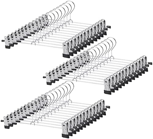 GoodtoU Pants Hangers, 50 Pack Skirt Hangers with Adjustable Clips for Men Women Kids Pants Shorts Trouser Jeans Clothes Closet Organization