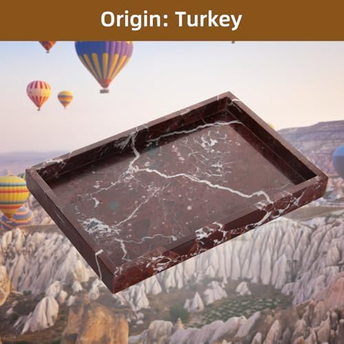 Marble Bathroom Vanity Tray, Rosso Lepanto, 12"x 8" x1.2"