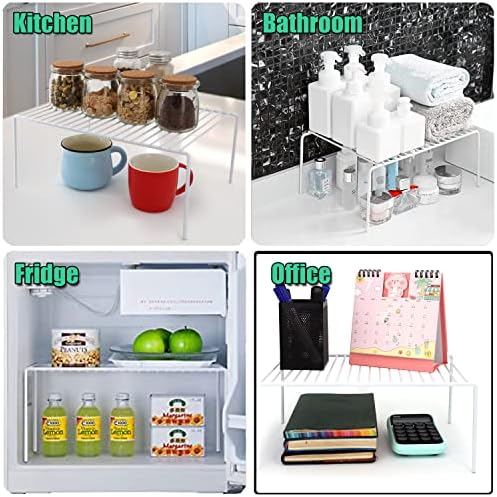 Kitchen Cabinet Shelf Organizer Set of 6, Medium (13 x 9.4 inch) Metal Wire Pantry Storage Shelves, Dish Plate Racks for