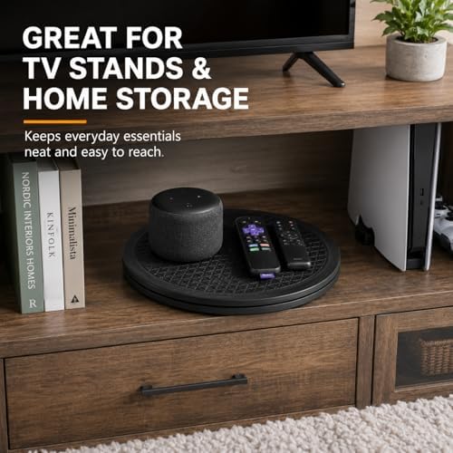 RHBLME 3 Pack Black Lazy Susan, 12 Inch Heavy Duty Rotating Swivel with Steel Ball Bearings Stand for Turntable, Monitor
