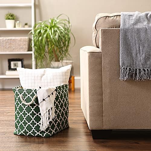 DII Polyester Container with Handles, Lattice Storage Bin, Large, Hunter Green