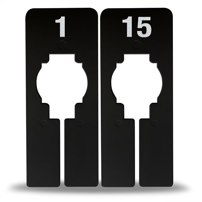 3 Sets of Juniors Clothing Rectangle Size Dividers - Size 1-21 (odd) (Black with Silver Print)