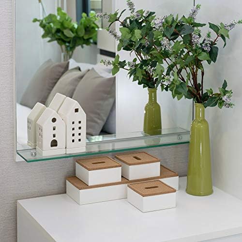 Dulles Glass 6" x 27" Rectangle Floating Glass Shelf - Shelf Only - Tempered - 3/8" Thick - Flat Polished Glass