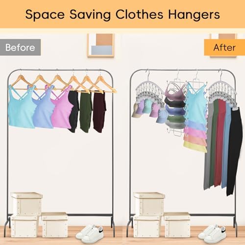 TomCare 4 Pack Space Saving Hangers, Tank Top and Leggings Organizers