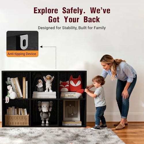 Book Shelf, Wooden Cube Storage Organizer with 11" Open Cubes, Stackable Modular Bookcase for Room Divider Storage, 2 Ti