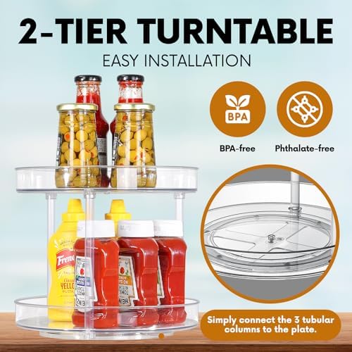 Clear Lazy Susan Organizer, Rotating Kitchen Pantry Organization and Storage, Medicine Cabinet Organizer, Lazy Susan Tur