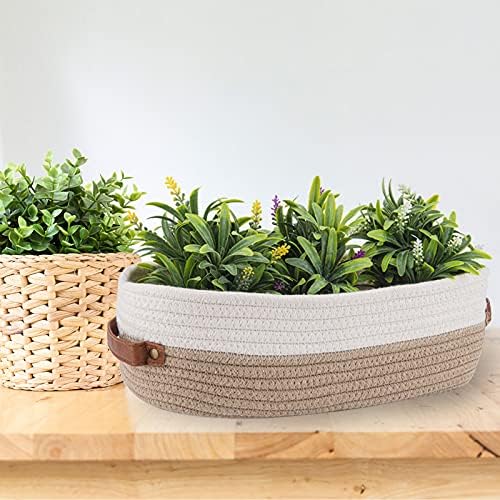 2 Pack Cotton Rope Bathroom Decor Basket,Toilet Paper Holder Basket,Farmhouse Home Decor Organizing Baskets 13"x5.9"x4" 