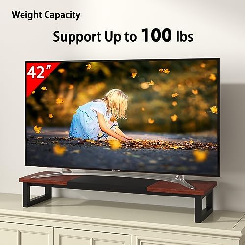 YAOHUOO Dual Monitor Stand Riser, 39Inch Large Monitor Stands for 2 Monitors, Computer Monitor Stand, Wooden Desktop Ora