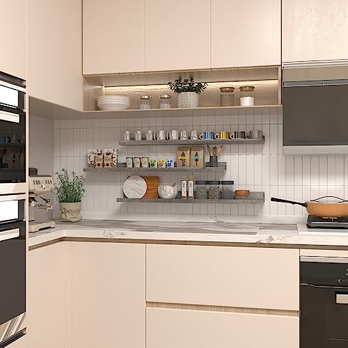 Giftgarden 36 Inch Grey Floating Shelves for Wall Mount, Gray Wood Wall Shelf Ledge for Bathroom Bedroom Living Room Kit