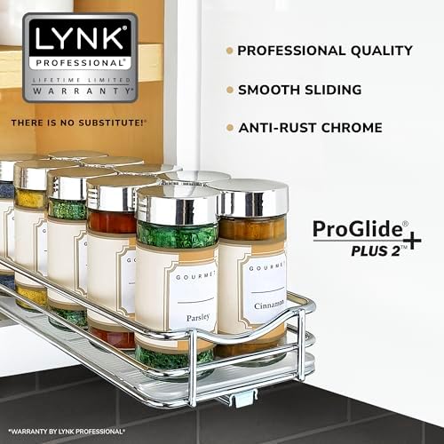 LYNK PROFESSIONAL® Pull Out Spice Organization for Cabinets - 4-3/8 inch Wide – Spice Rack for Inside Cabinets, Slide Ou