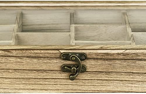 Ikee Design Wall-Mounted Wooden Display Case with Glass Top, 10 Slots