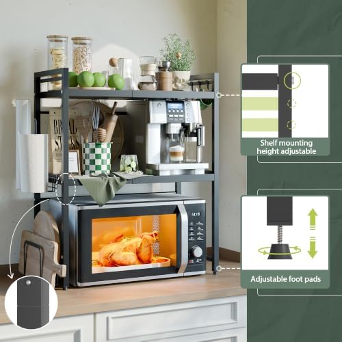 NETEL 3 Tier Expandable Microwave Stand countertop,Microwave Oven Rack