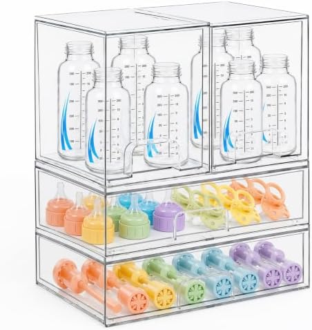 Baby Bottle Organizer 4 Pack Baby Bottle Storage Acrylic Bottles Station