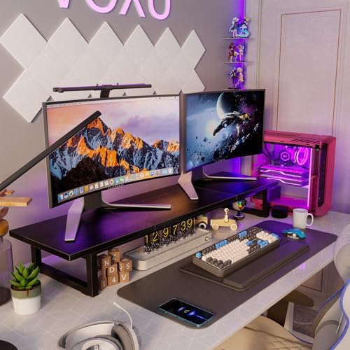 Simple Trending Dual Monitor Stand Riser, 38" Computer Monitor Stand, Black