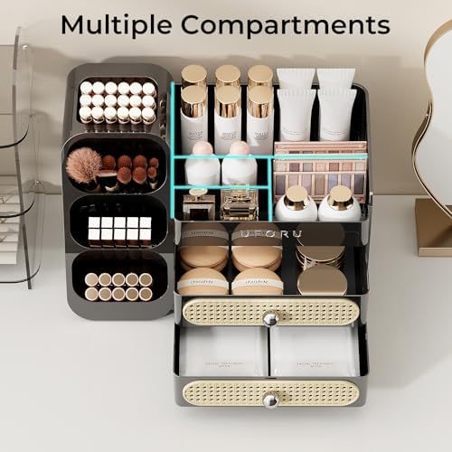 UFORU Makeup Organizer Countertop with Brush Holder for Vanity Bathroom