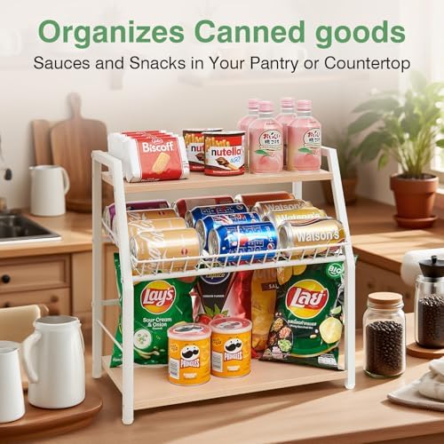 Kitchen Countertop Organizer, 3 Tiers Snack Organizer Wooden Candy Display Stand Coffee Station Organizer, Counter Stora