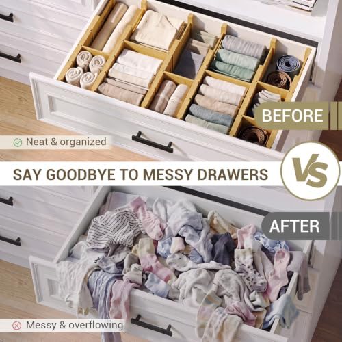 Deep Drawer Dividers For Clothes,Expandable Drawer Organizer (6, Short)